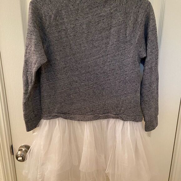 Crewcuts J Crew Gray Mockneck Sweatshirt Dress with Tulle Skirt Girls Size 14 - Picture 6 of 8